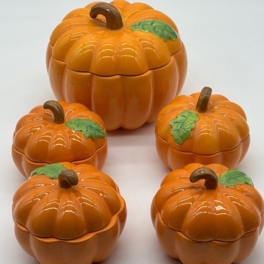 Temptations Pumpkin Presentable Ovenware By Tara Set‎ Of 5
